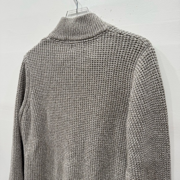 LL Bean Men’s Organic Cotton Waffle Knit Sweater Full Zip Light Gray Medium - Picture 8 of 8